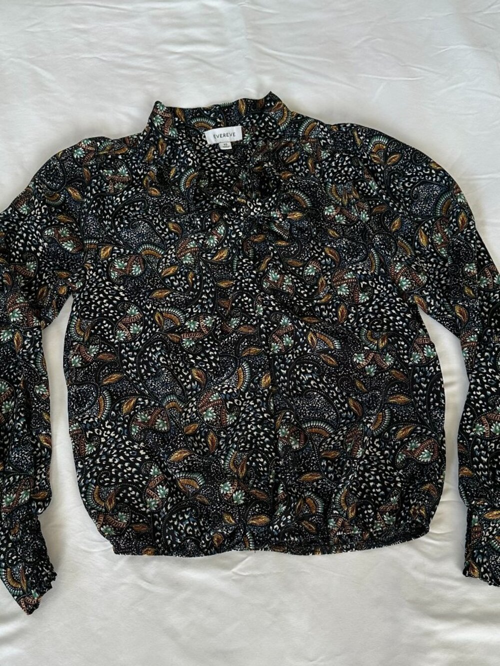 Evereve Tie-neck Bubble Blouse Navy Sz XS
